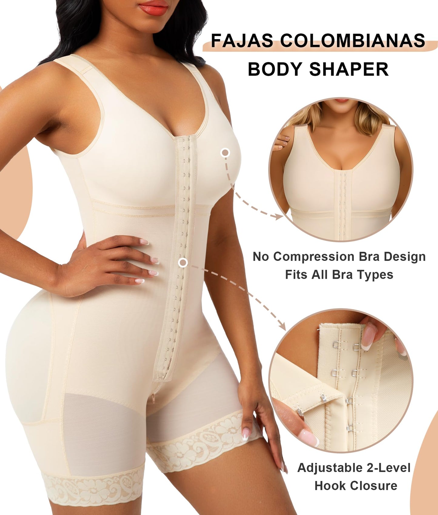 SHAPERX Women's Fajas Colombianas Tummy Control Shapewear Postpartum Full Body Shaper Butt Lifter Bodysuit