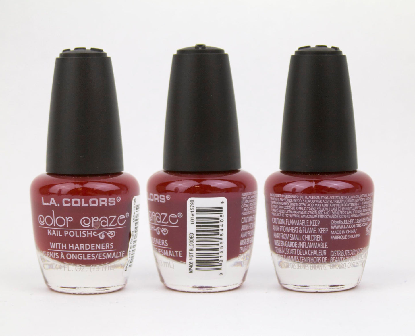 L.A. COLORS Color Craze Nail Polish, Hot Blooded CNP406