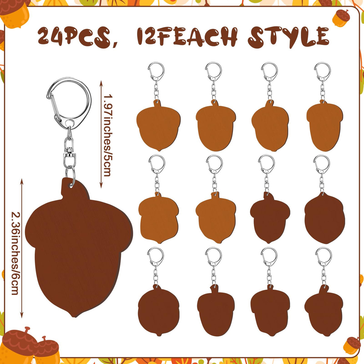 [Like New] RattanView 24-Piece Acorn Keychain Craft Set, 12 Styles