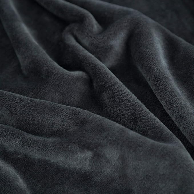Bedsure GentleSoft Fleece Throw Blanket Dark Grey