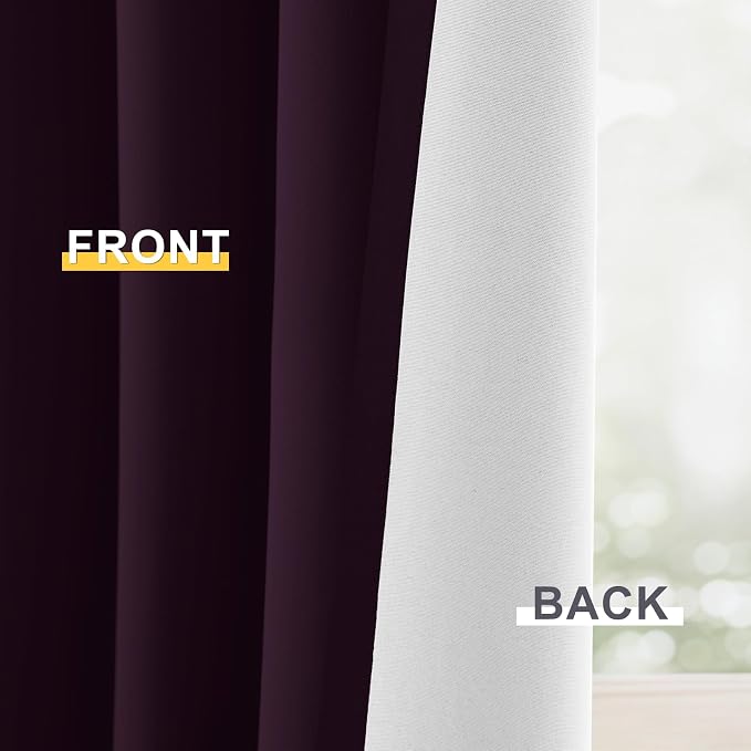 Yakamok Dark Purple 100% Blackout Curtains 84 Inches Long 40" Wide 2 Panels |