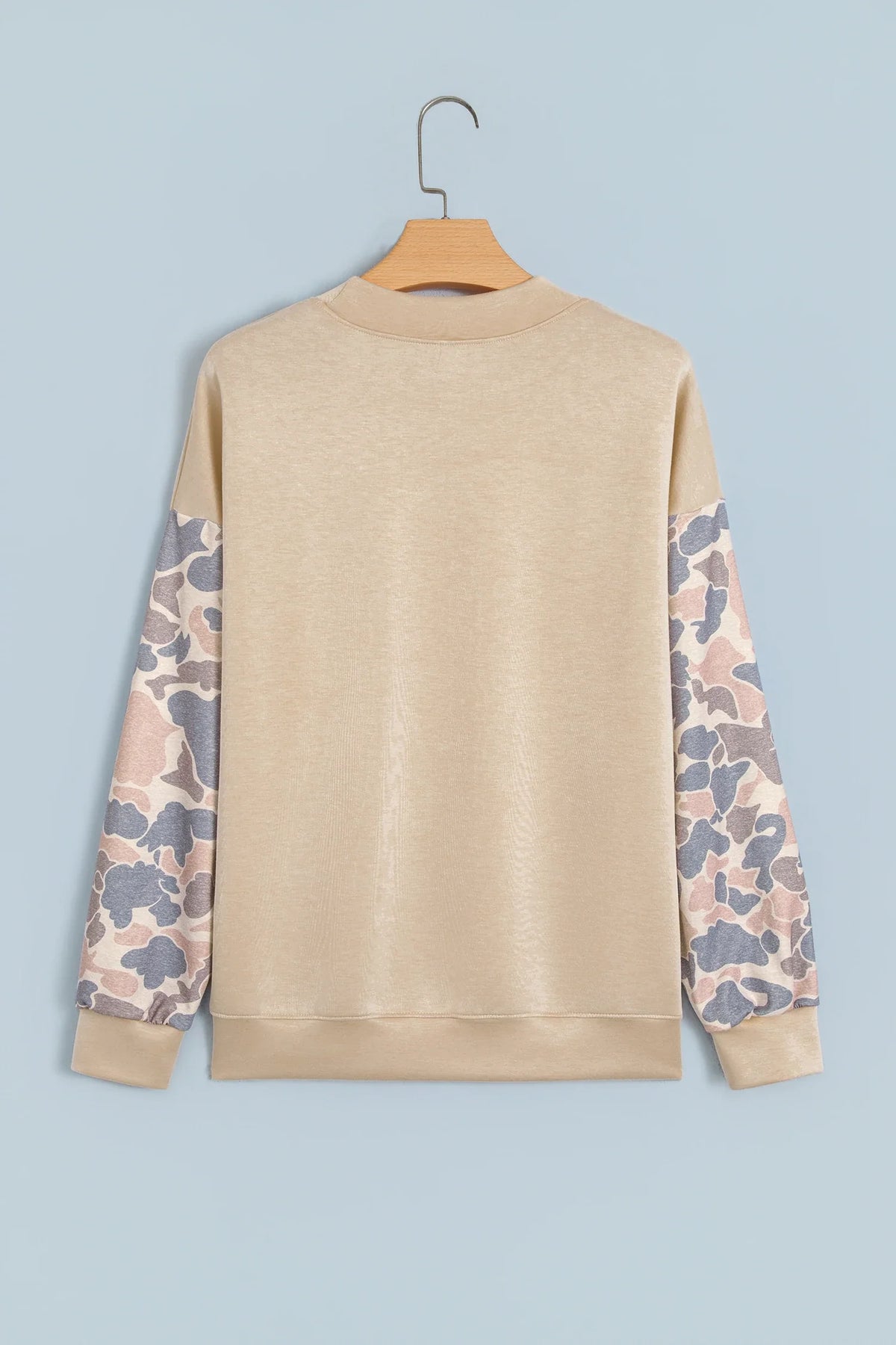 Camo Patchwork Drop Shoulder Crewneck Sweatshirt
