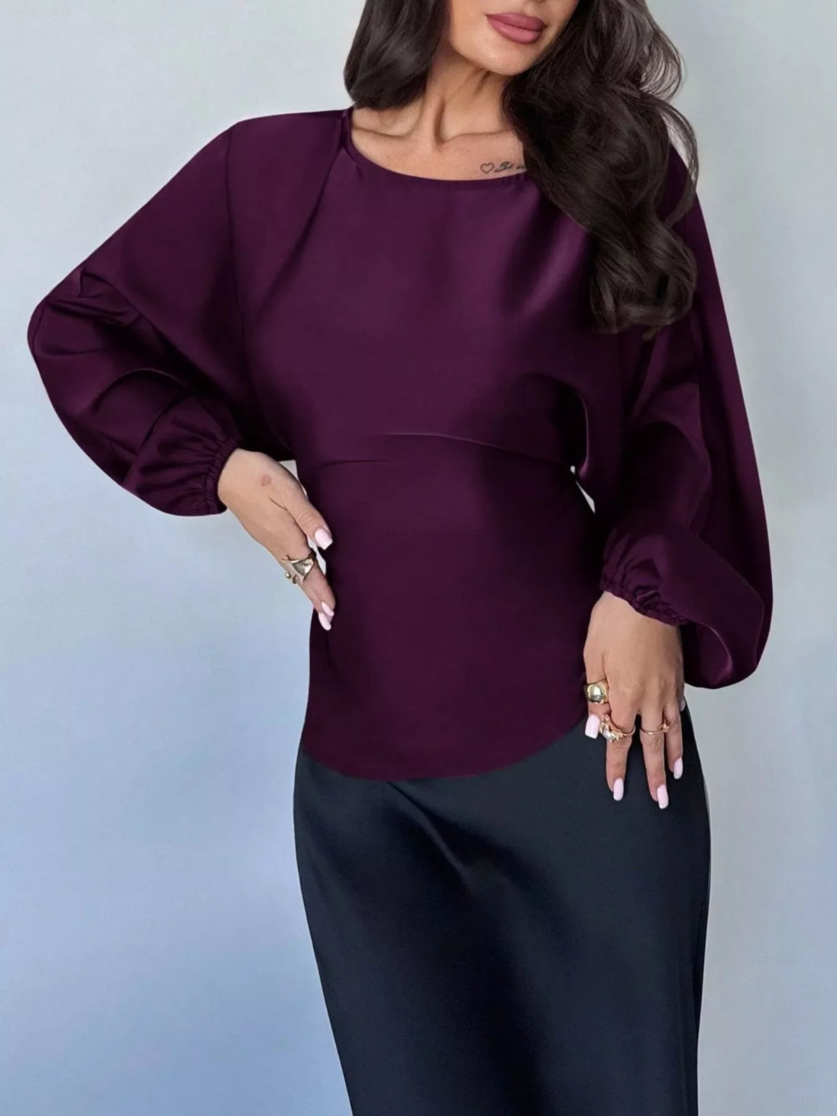 Polka Dot Round Neck Blouse