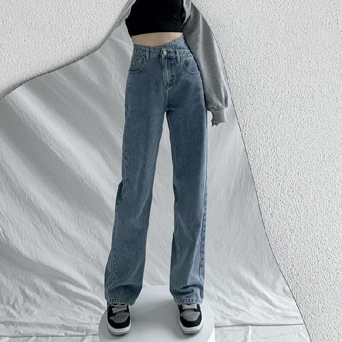 Jeans Women's Retro Loose High Waist Slim Mopping Pants
