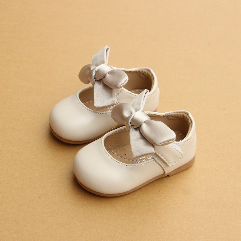 Girls' soft sole princess shoes bow step shoes
