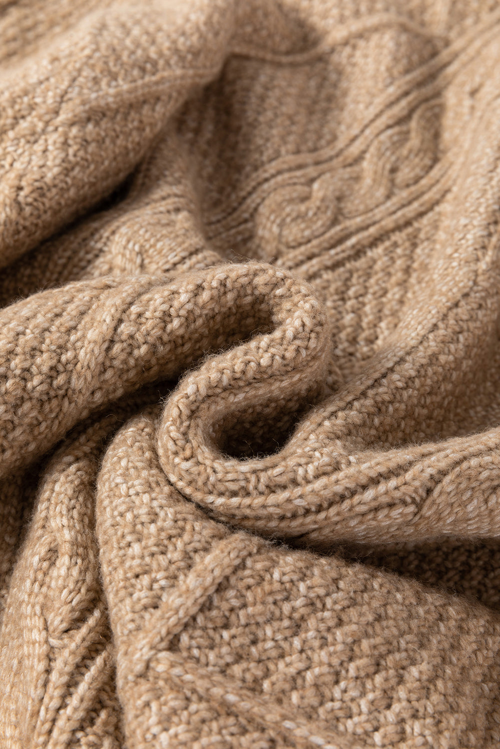 Solid Cable Knit Drop Shoulder Sweater Dress