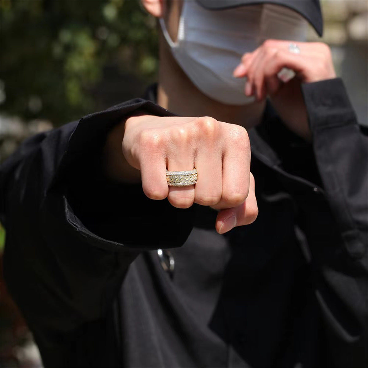 Micro-paved Cubic Zirconia Cuban Ring