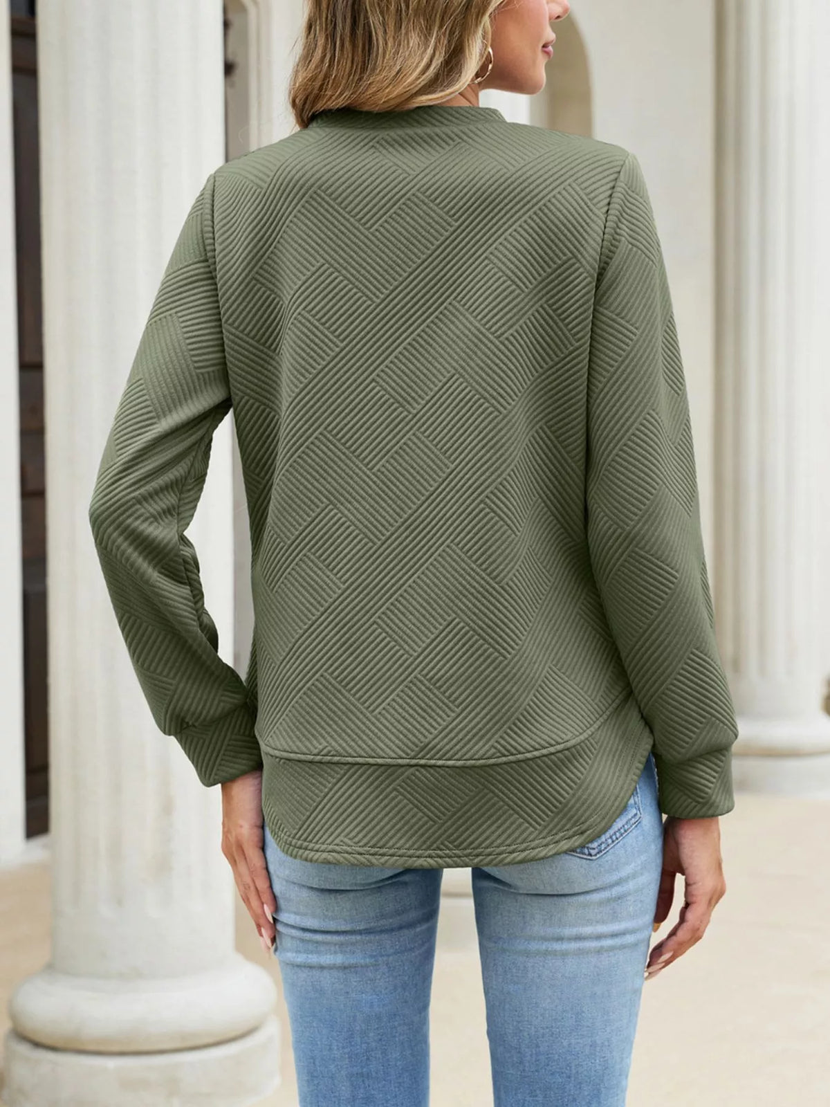 Textured Crew Neck Sweatshirt