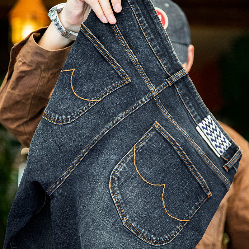 Men's Fashionable Washed Straight Jeans
