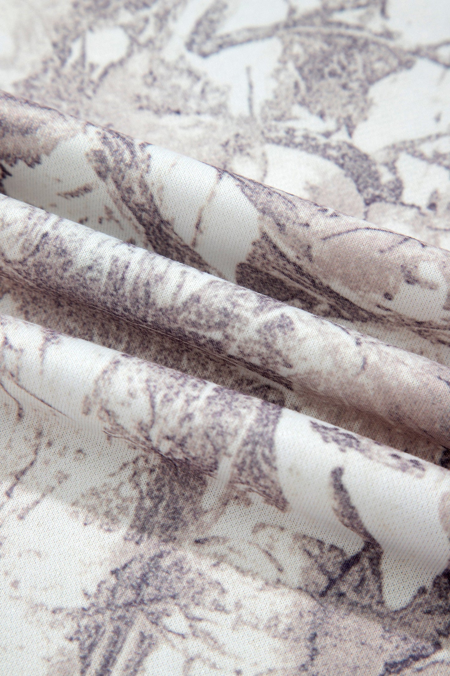 Abstract Camo Ribbed Trim Kangaroo Pocket Hoodie
