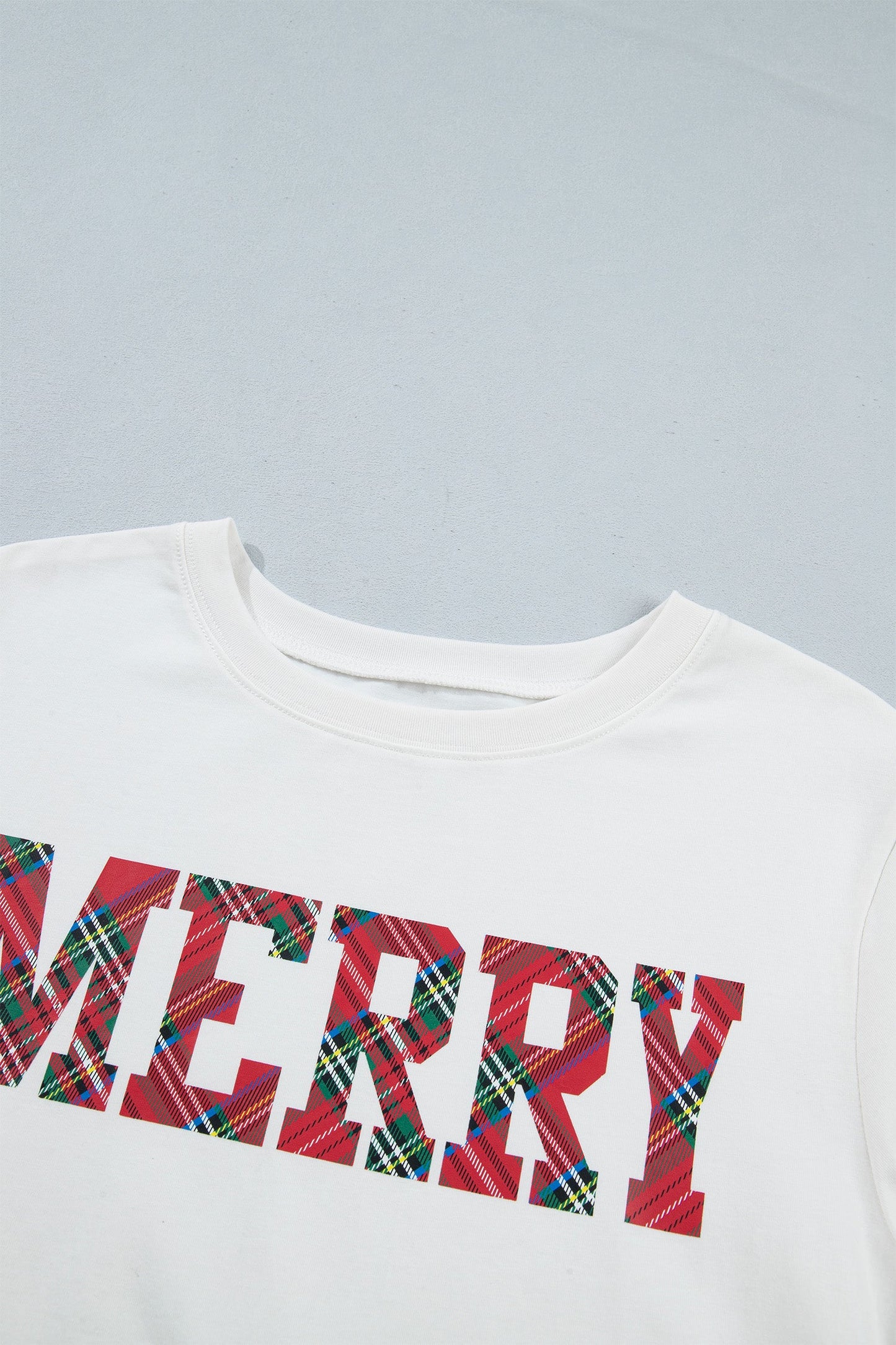 Christmas Plaid MERRY Graphic Top & Shorts Set