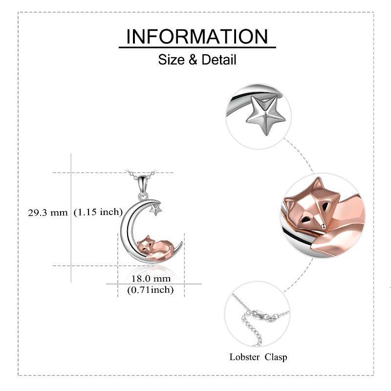 Fox Necklace Sterling Silver Origami Moon Fox Pendant Jewelry for Women Mom Wife
