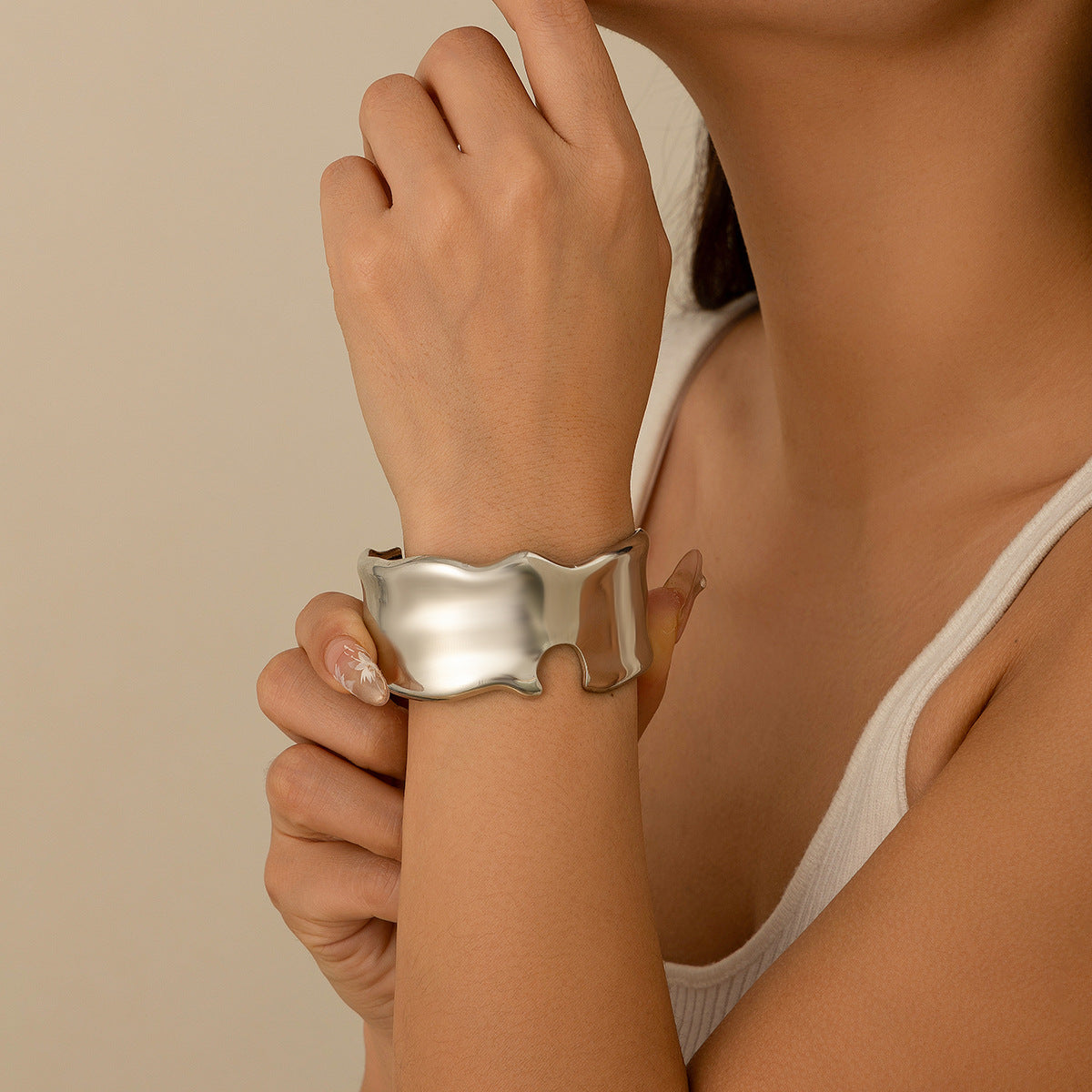 Metal style temperament niche versatile bracelet Bracelet irregular opening bracelet