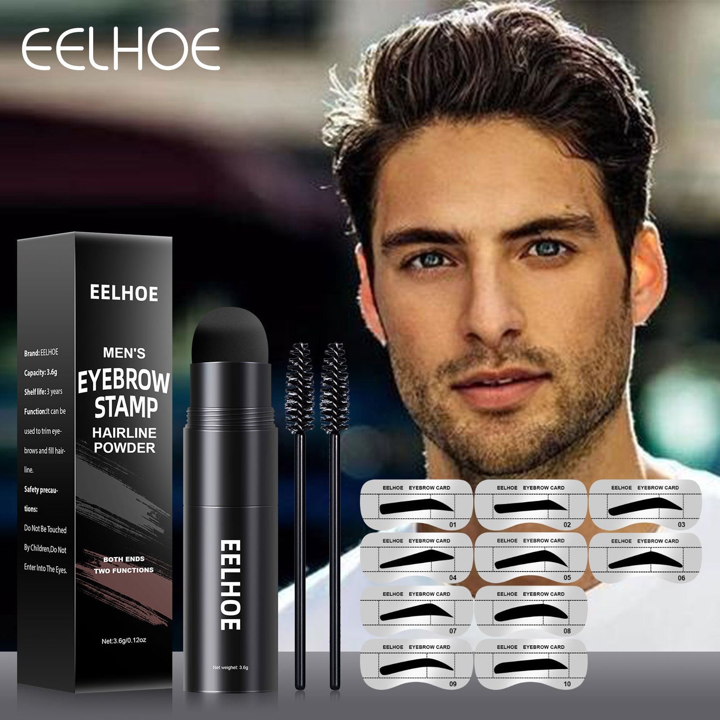 Men's Hairline Trimming Shadow Powder Replenishing Hairline Modifying Eyebrow Print Filling Hairline Artifact Portable Eyebrow Powder