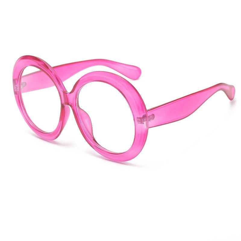 Personalized dual color sunglasses, fashionable circular large frame sunglasses for women