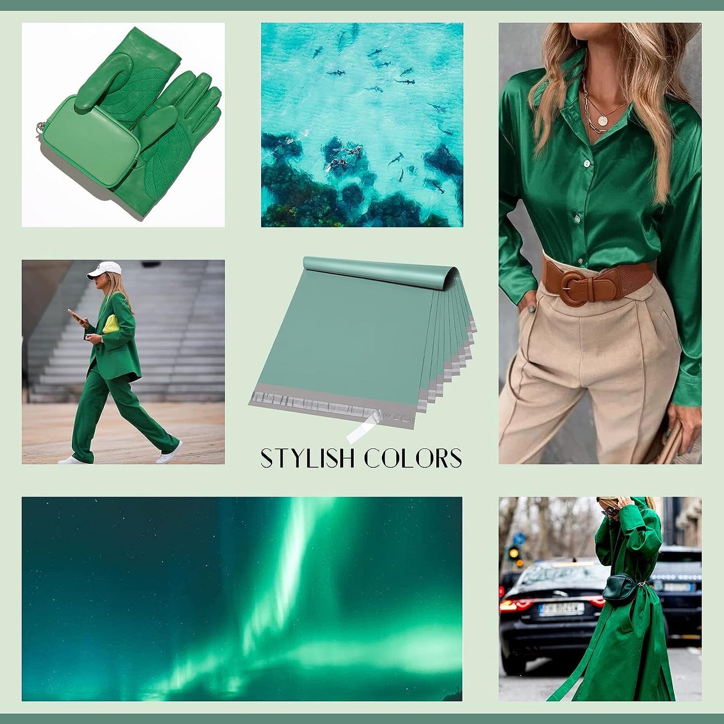 14.5x19 Poly Mailer Envelope Shipping Bags | Grayed Jade Green