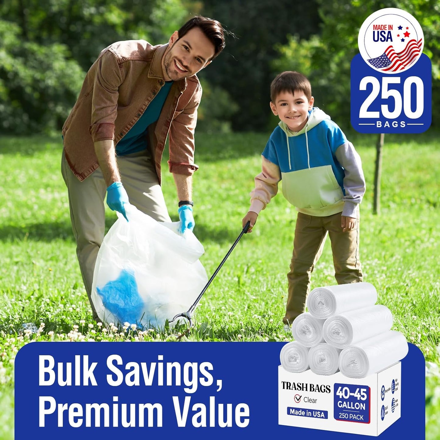 40-45 Gallon Trash Bags | 250 Count Wholesale