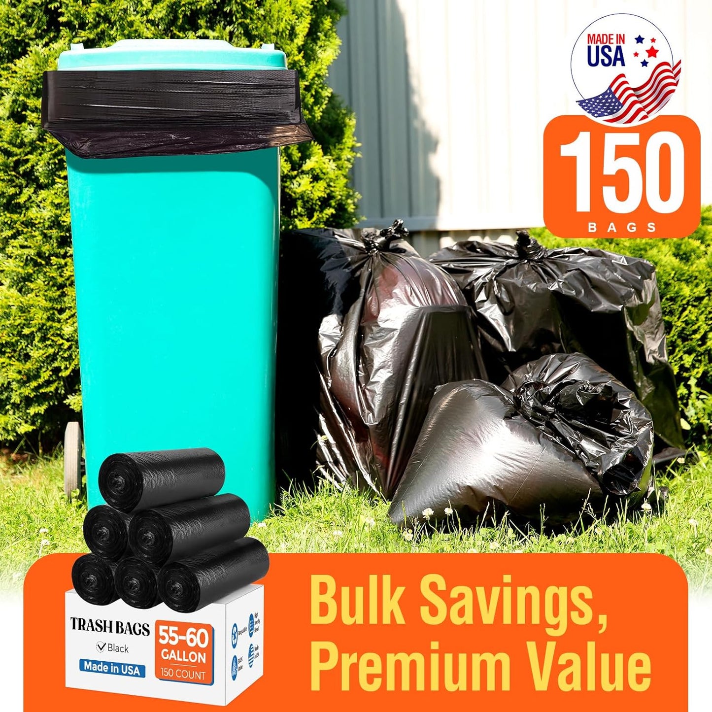 55-60 Gallon Trash Bags 150 Count 0.7Mil Wholesale