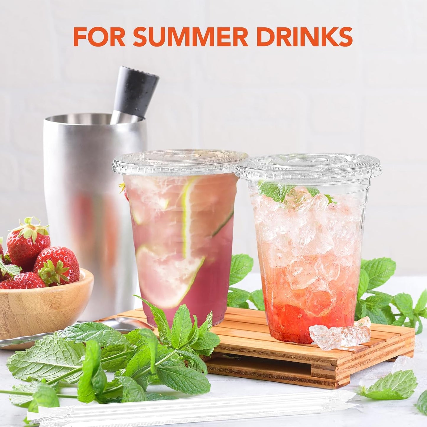 800 Sets 16oz Plastic Coffee Cups with Lids and Straws Wholesale