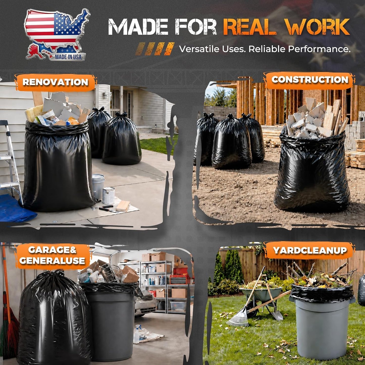 55-60 Gallon Trash Bags 2Mil 20 Count Wholesale
