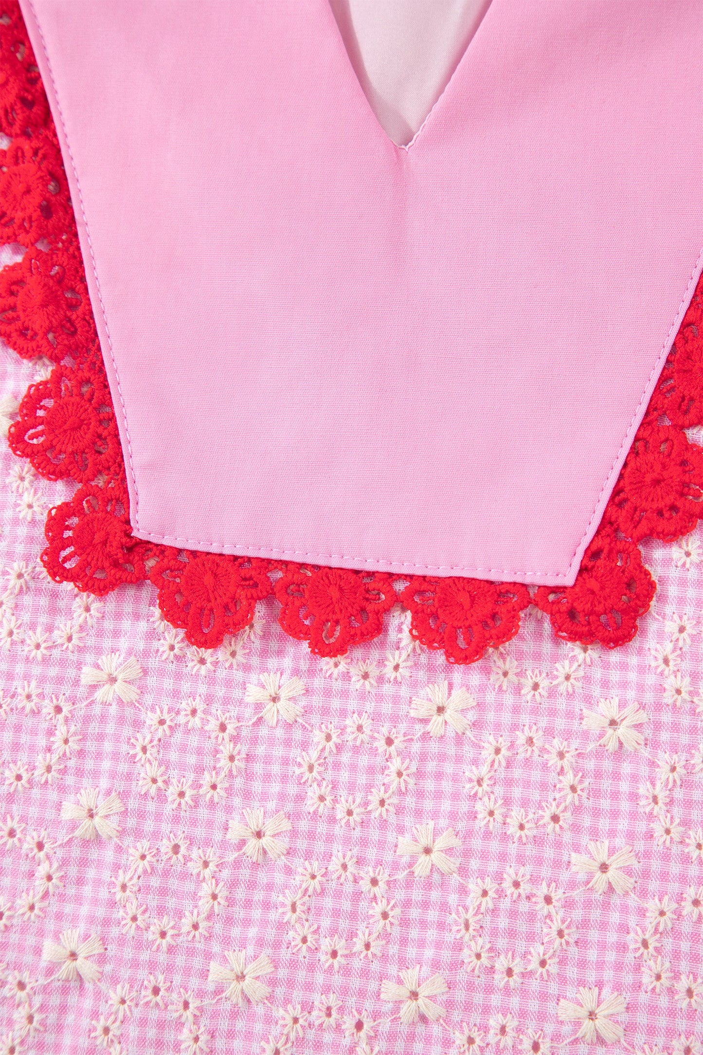 Flower Eyelet Embroidered Lace Flutter Sleeve Blouse