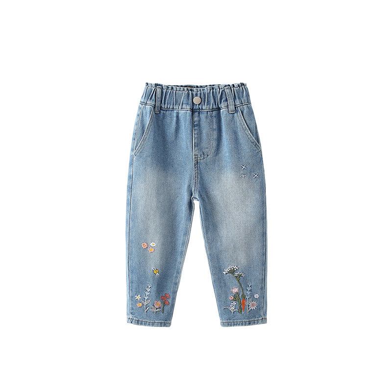 Western-Style Denim Jeans For Girls