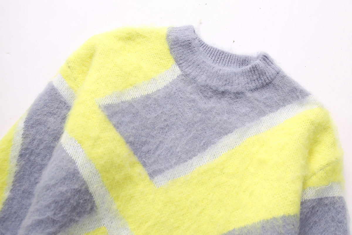 Winter Women's Clothing Fashion Pullover Patchwork Wool