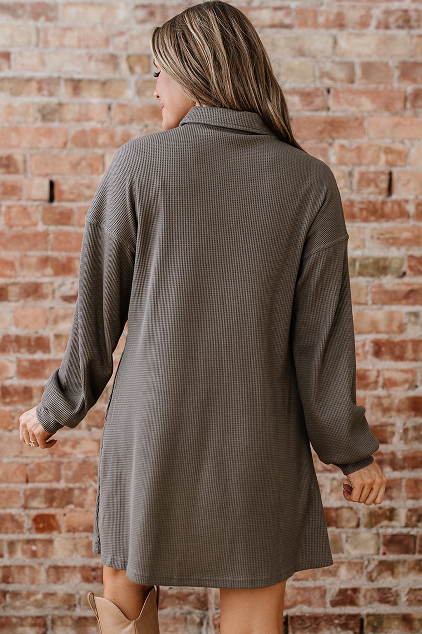 Viviana Taupe Waffle Knit Shirt