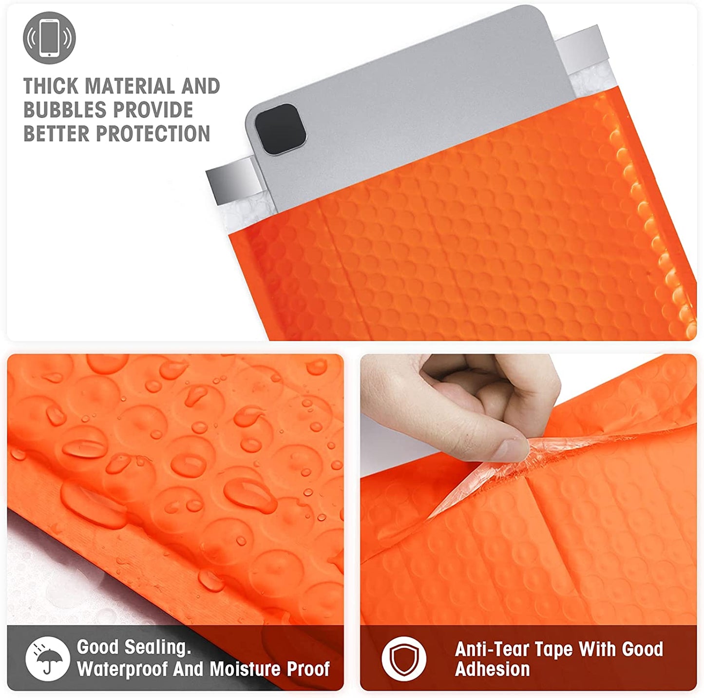 8.5x12 Bubble Mailer Padded Envelope #2 | Usable Size 8.5x11"| Orange