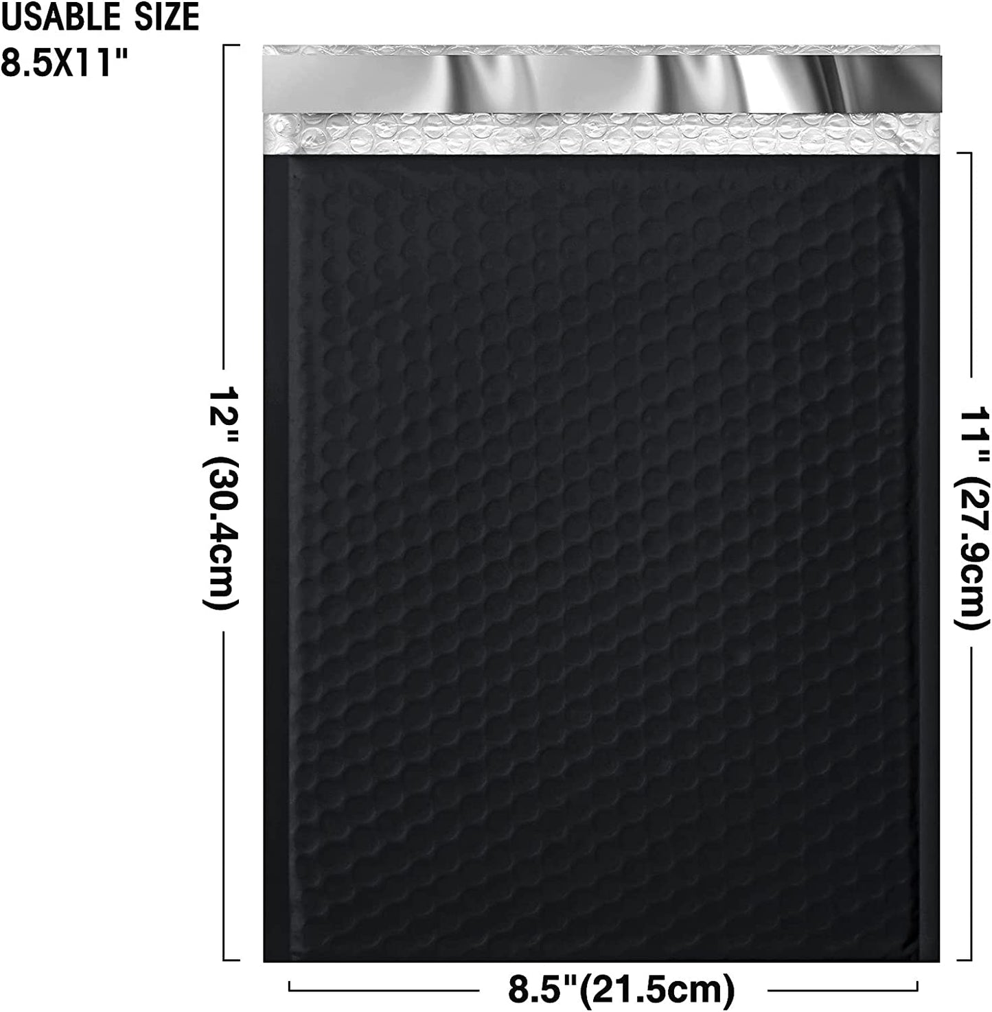 8.5x12 Bubble Mailer Padded Envelope #2 | Usable Size 8.5x11"| Black
