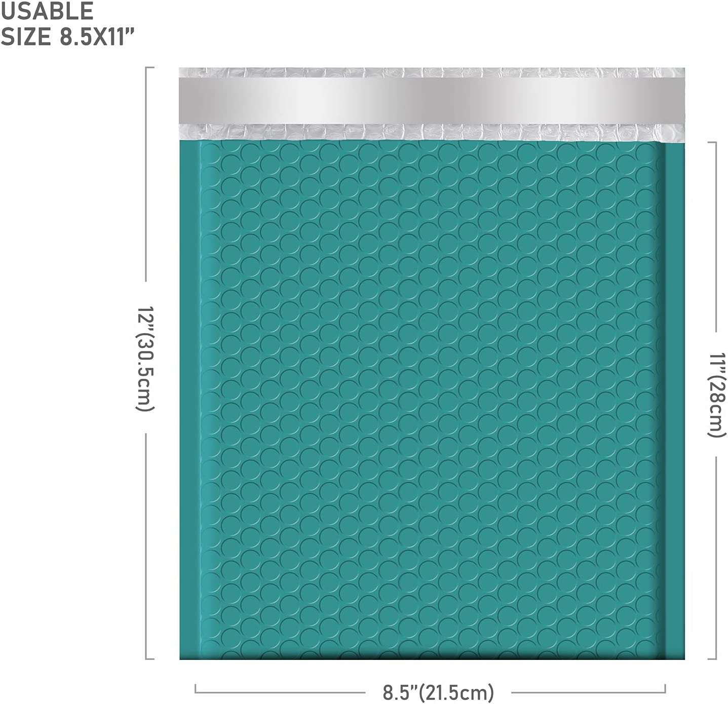 8.5x12 Bubble Mailer Padded Envelope #2 | Usable Size 8.5x11"| Turquoise Green