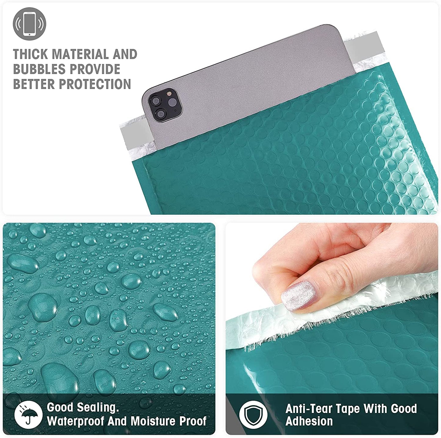 8.5x12 Bubble Mailer Padded Envelope #2 | Usable Size 8.5x11"| Turquoise Green