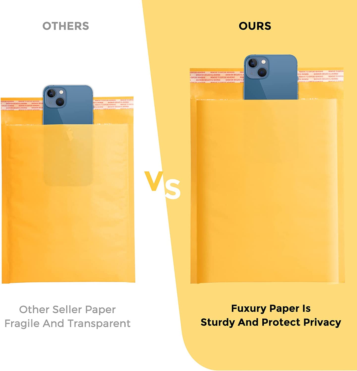 8.5x12 Kraft Bubble Mailer Padded Envelope #2 | Usable Size 8.5x11" | Yellow