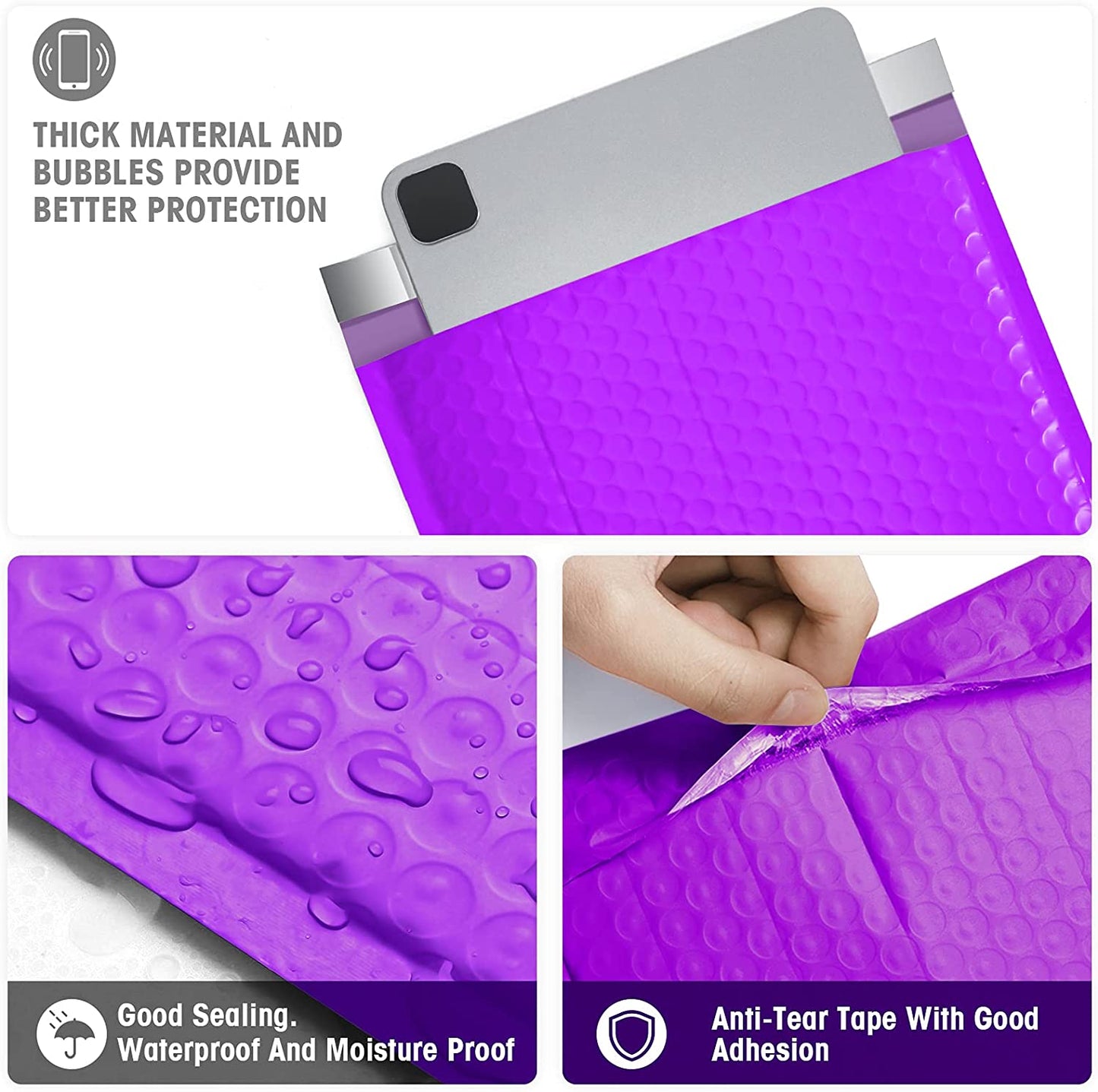 8.5x12 Bubble Mailer Padded Envelope #2 | Usable Size 8.5x11"| Purple