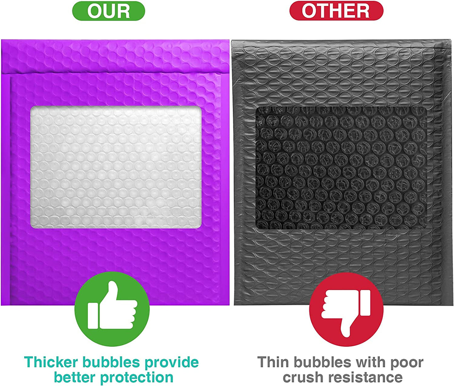 8.5x12 Bubble Mailer Padded Envelope #2 | Usable Size 8.5x11"| Purple