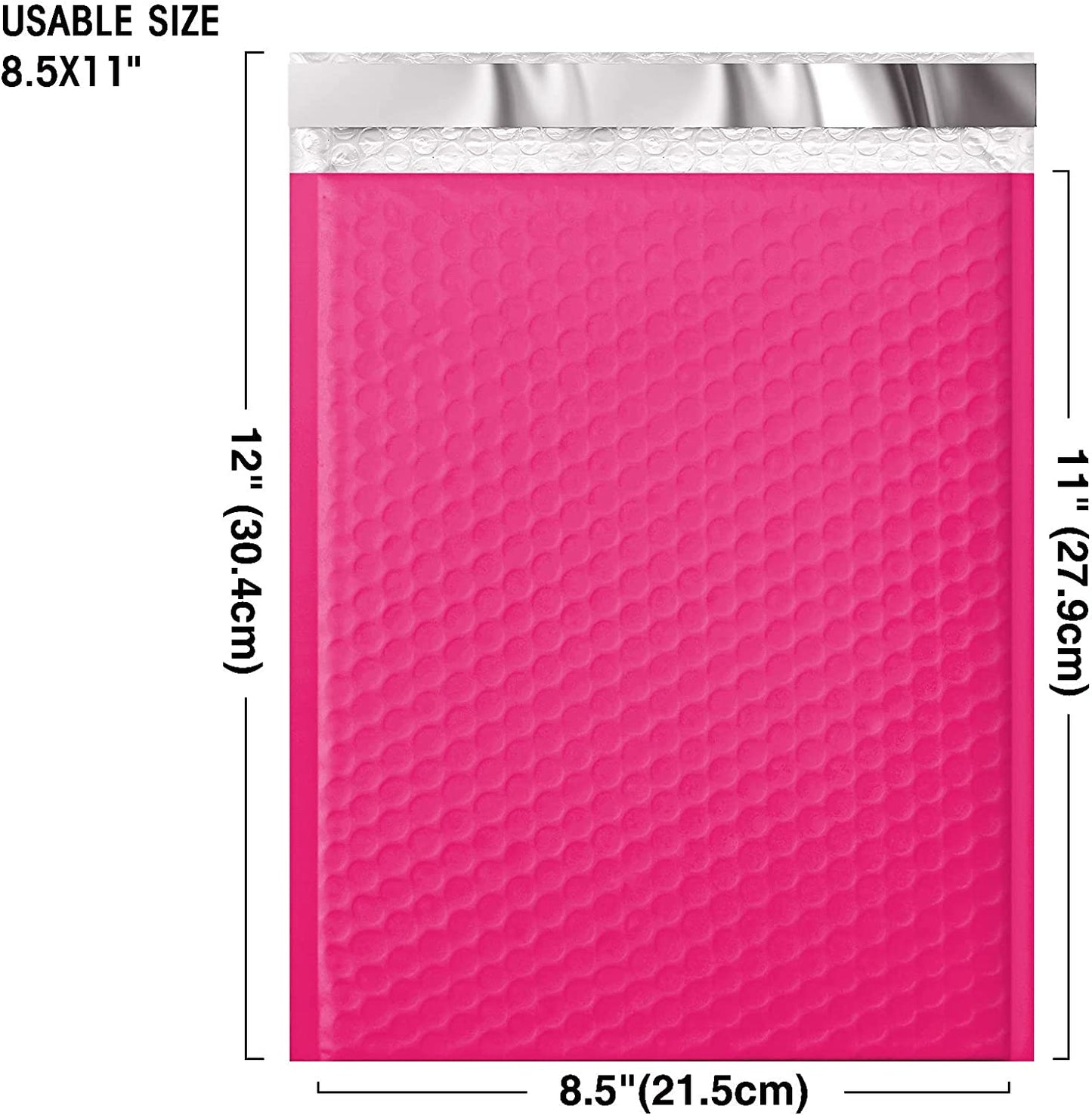 8.5x12 Bubble Mailer Padded Envelope #2 | Usable Size 8.5x11"| Hot Pink