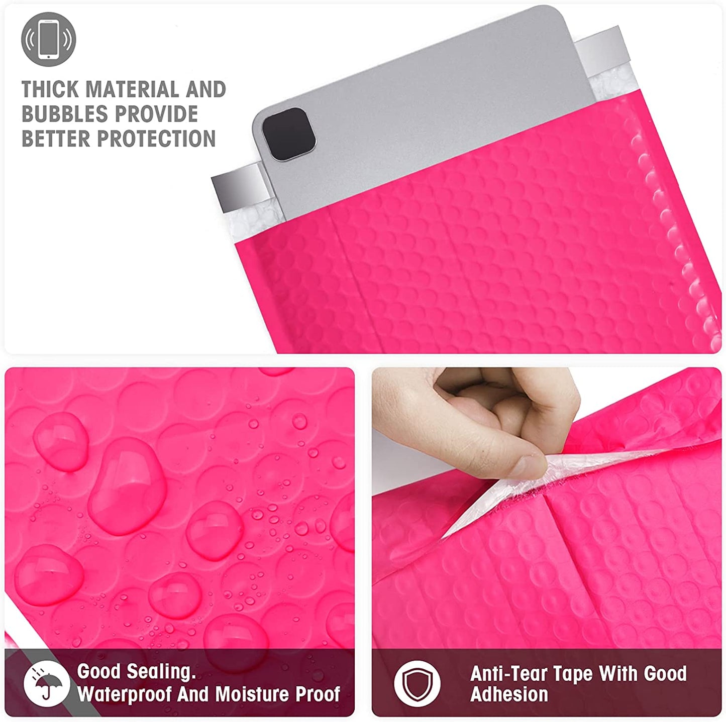 8.5x12 Bubble Mailer Padded Envelope #2 | Usable Size 8.5x11"| Hot Pink