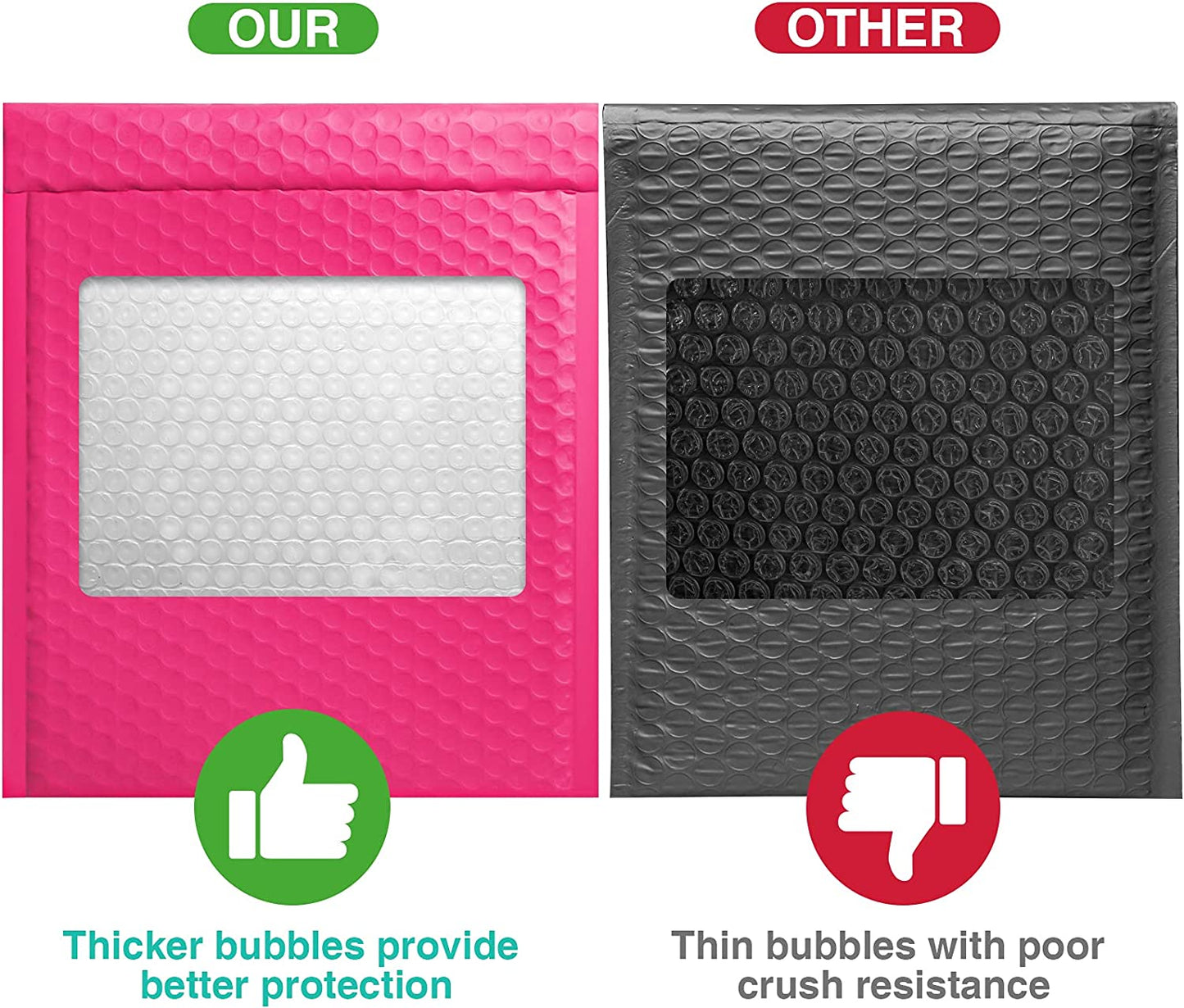 8.5x12 Bubble Mailer Padded Envelope #2 | Usable Size 8.5x11"| Hot Pink