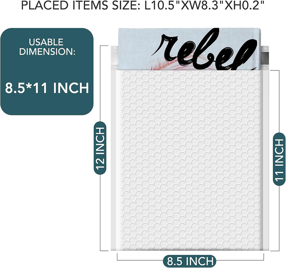 8.5x12 Bubble Mailer Padded Envelope #2 | Usable Size 8.5x11" | White