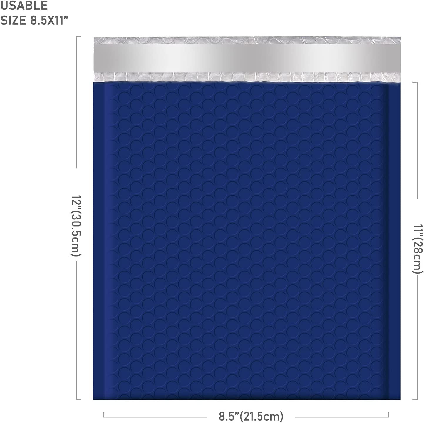 8.5x12 Bubble Mailer Padded Envelope #2 | Usable Size 8.5x11"| Navy Blue