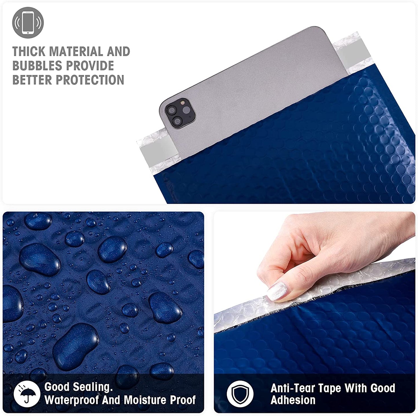 8.5x12 Bubble Mailer Padded Envelope #2 | Usable Size 8.5x11"| Navy Blue
