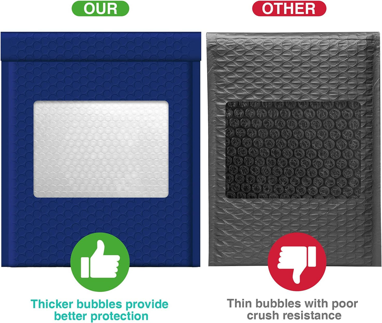 8.5x12 Bubble Mailer Padded Envelope #2 | Usable Size 8.5x11"| Navy Blue