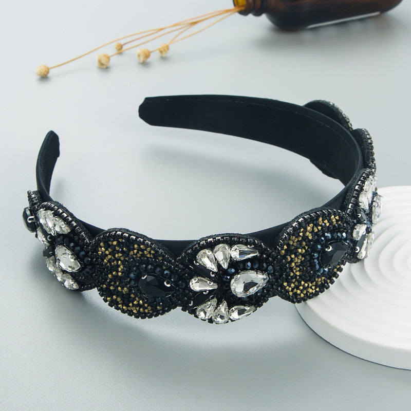 Hair Hoop Fashion Retro Baroque Crystal Head Hoop Korean High-End Hair Accessories Korean Version Of The Hair Cave