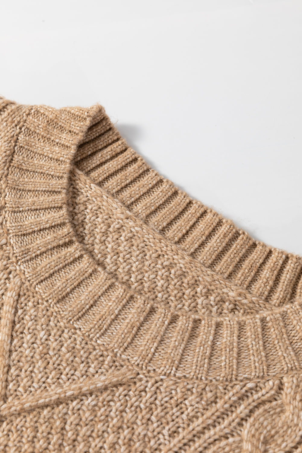 Solid Cable Knit Drop Shoulder Sweater Dress