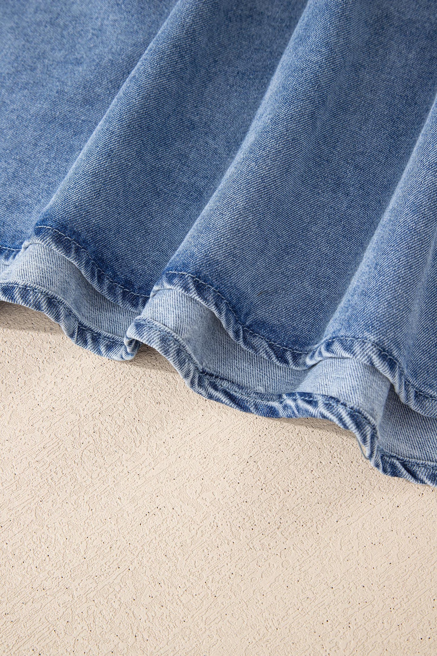 Denim Pleated Patchwork Sleeveless Top
