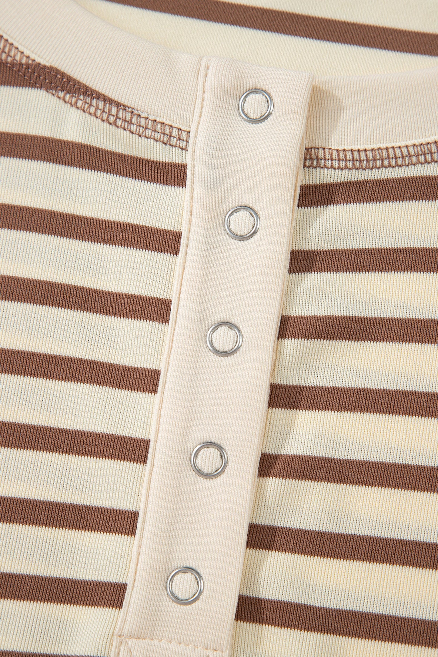 Stripe Cap Sleeve Henley Top & Shorts Set