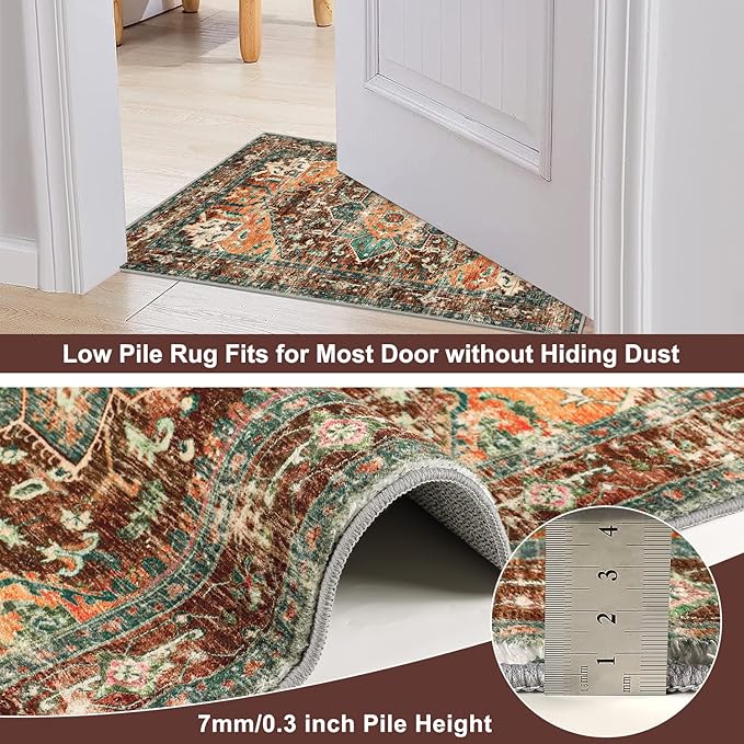 Yamaziot Washable Area Rug, 2x3 Small Boho Vintage Entryway Non-Slip Rug |