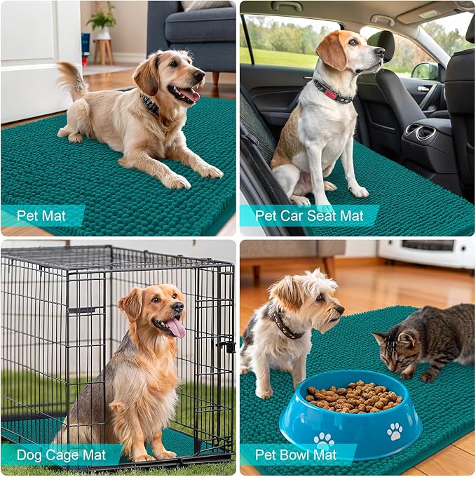 OLANLY Dog Door Mat for Muddy Paws 47x17, Super Absorbent Chenille Mud Mat |