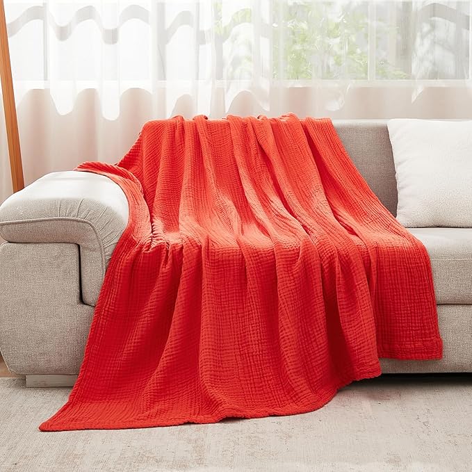 EMME Muslin Blankets for Adults Throw Blanket for Couch Breathable Gauze Soft