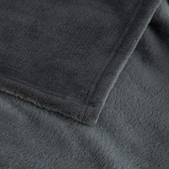 Bedsure GentleSoft Fleece Throw Blanket Dark Grey